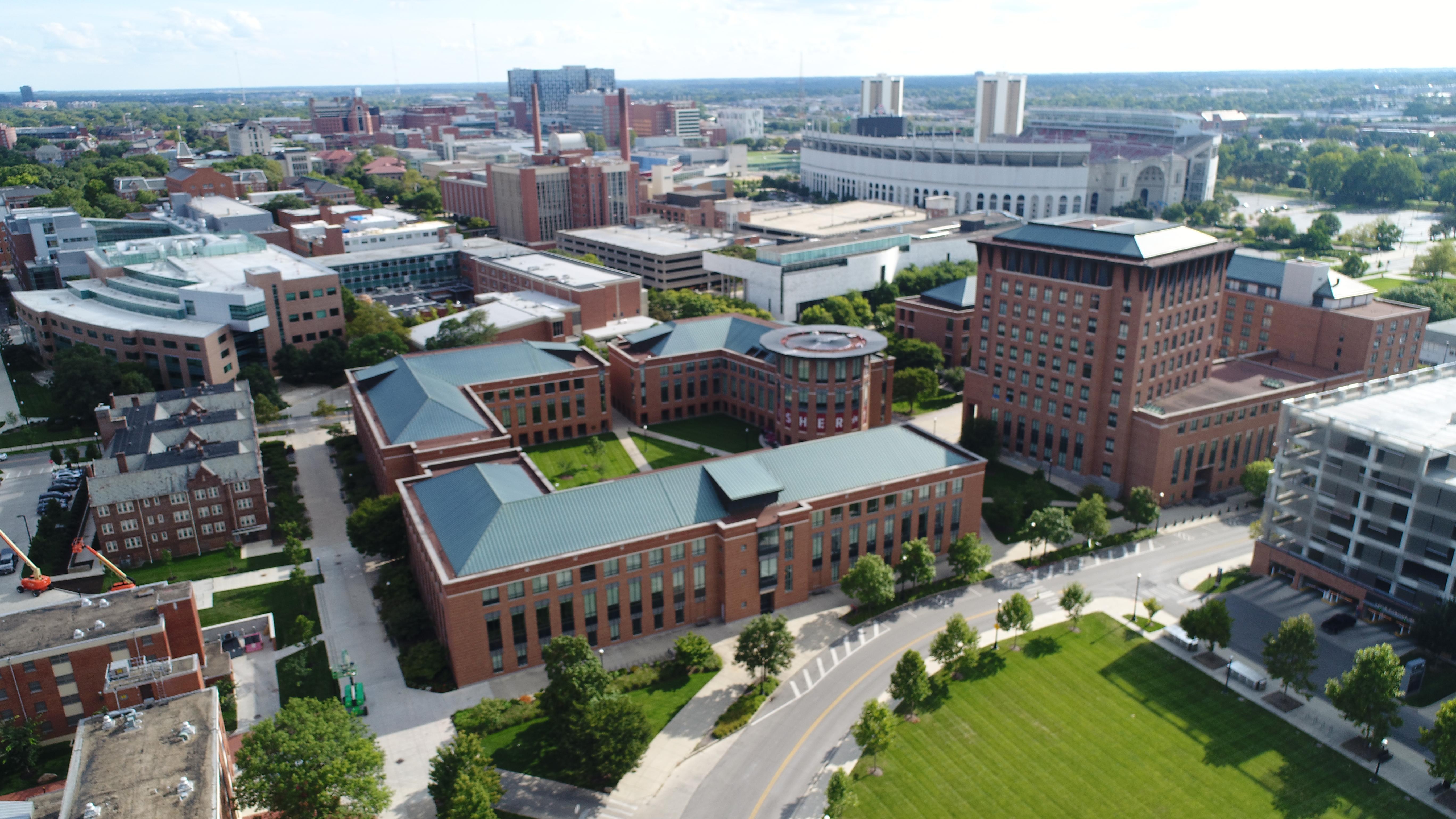 aerial view of Fisher's campus