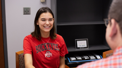 prospective student speaking to an admissions counselor