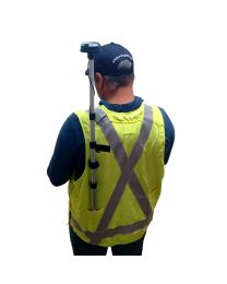 GIS user with Eos Arrow Telescoping Cam Lock Antenna Pole mounted on GIS vest. 