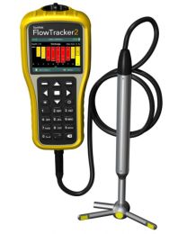 Assembled view of FlowTracker 2 Handheld with cable and ADV probe. 