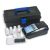 Component view of Geotech portable turbidity meter contents (carrying case, sample cells, cloth, and meter). 