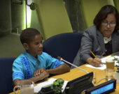 Timoci Naulusala, 14 ans, était venu des iles Fidji pour prendre part au Sommet de la jeunesse pour le climat, tenu à New York sous l’égide des Nations unies. — Photo : Gouvernement des Fidji, https://www.youtube.com/watch?v=Hu5td1UpgKc