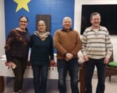 Atika Bayebane, directrice générale du centre communautaire Étoile de l’Acadie. Aicha Bayebane qui est originaire du Maroc et qui retournera au Maroc sous peu après 6 mois au Canada. Le conférencier invité le Dr Bernard Mulo Farenkia et Clermont Charland, président du centre communautaire Étoile de l’Acadie. — PHOTO(S) - Clermont Charland