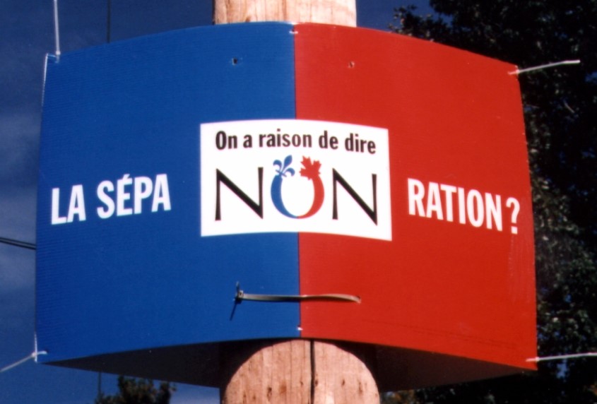 Affiche du non. Cliché pris à Beauceville en 1995 — photo Wikimedia Commons