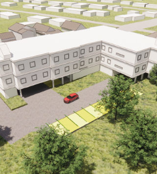 La Maison Interlude House, a essuyé trois refus de financement de la part de la SCHL pour un projet. — graphique fournie