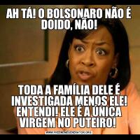 AH TÁ! O BOLSONARO NÃO É DOIDO, NÃO!TODA A FAMÍLIA DELE É INVESTIGADA MENOS ELE! ENTENDI! ELE É A ÚNICA VIRGEM NO PUTEIRO! 