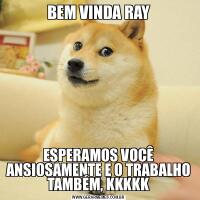 BEM VINDA RAYESPERAMOS VOCÊ ANSIOSAMENTE E O TRABALHO TAMBÉM, KKKKK