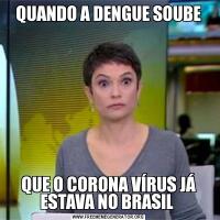 QUANDO A DENGUE SOUBEQUE O CORONA VÍRUS JÁ ESTAVA NO BRASIL 