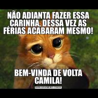 NÃO ADIANTA FAZER ESSA CARINHA, DESSA VEZ AS FÉRIAS ACABARAM MESMO!BEM-VINDA DE VOLTA CAMILA!