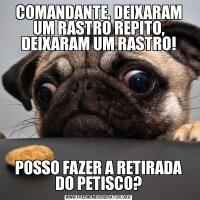 COMANDANTE, DEIXARAM UM RASTRO REPITO, DEIXARAM UM RASTRO!POSSO FAZER A RETIRADA DO PETISCO?