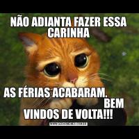 NÃO ADIANTA FAZER ESSA CARINHAAS FÉRIAS ACABARAM.                                                        BEM VINDOS DE VOLTA!!!