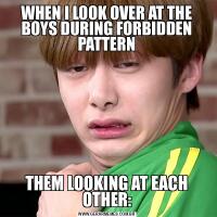 WHEN I LOOK OVER AT THE BOYS DURING FORBIDDEN PATTERNTHEM LOOKING AT EACH OTHER: