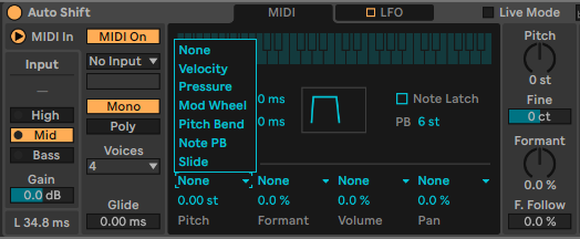 Ableton Live course notes - Auto Shift