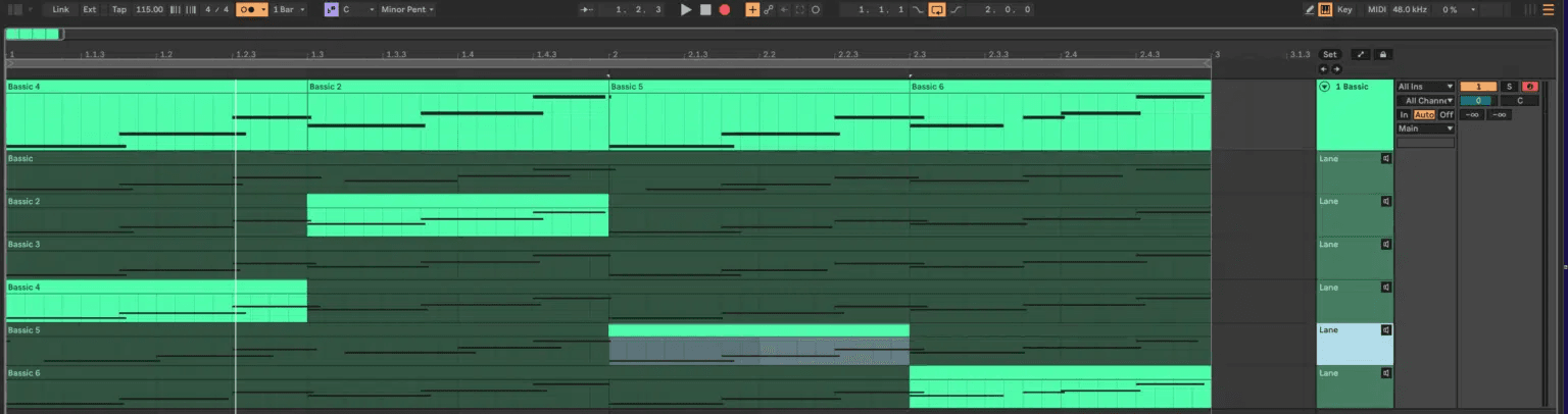 Ableton Live course notes - MIDI Recording of Melodic Instruments