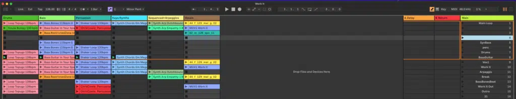 Ableton Live course notes - Session and Arrangement View, Workflow and Warping Basics