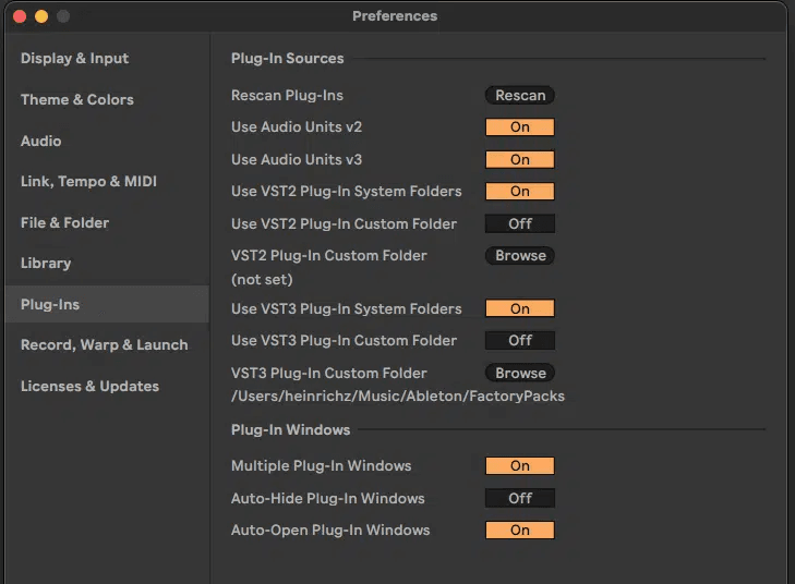 Ableton Live course notes - Using Third Party Plugins