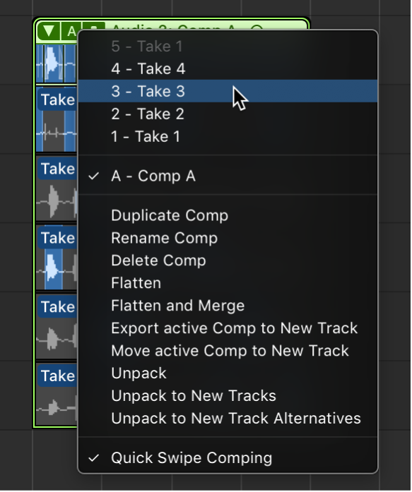 Logic Pro course notes - Comping
