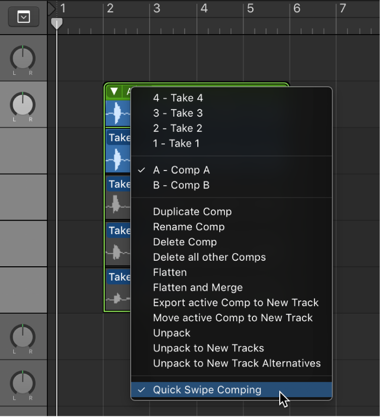 Logic Pro course notes - Comping