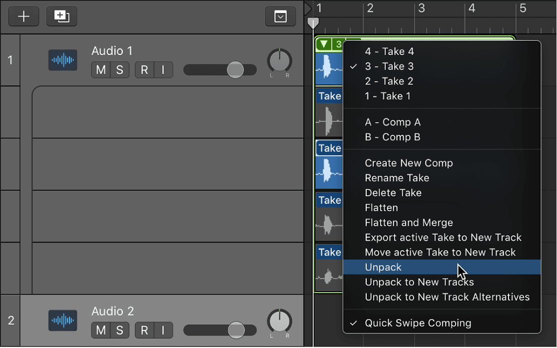 Logic Pro course notes - Comping