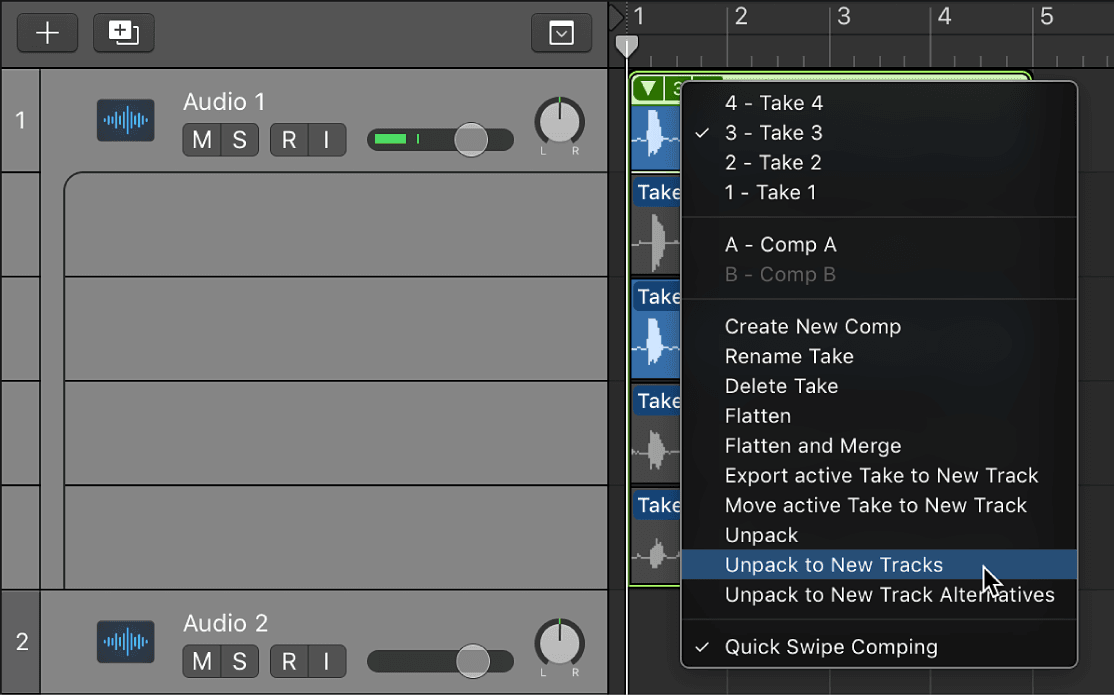 Logic Pro course notes - Comping