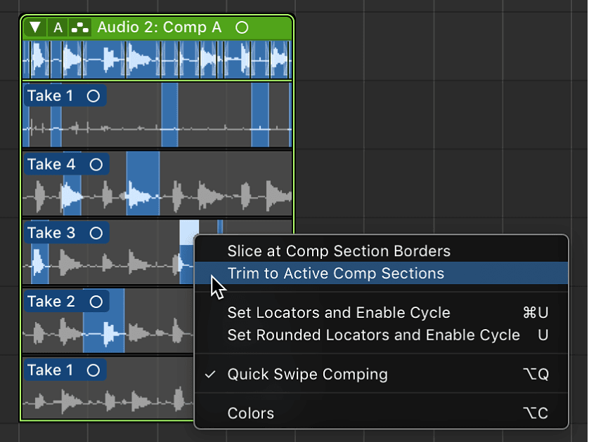 Logic Pro course notes - Comping