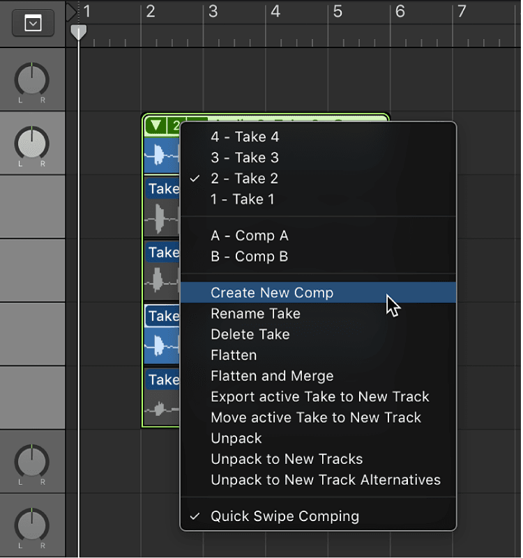 Logic Pro course notes - Comping