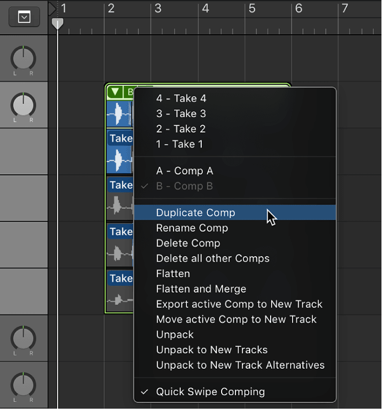 Logic Pro course notes - Comping