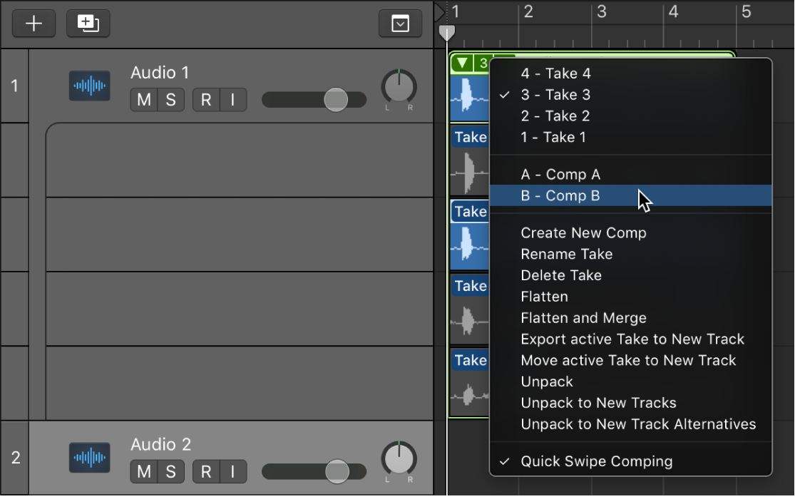 Logic Pro course notes - Comping