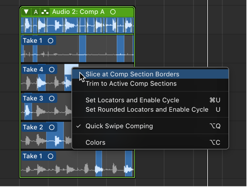 Logic Pro course notes - Comping
