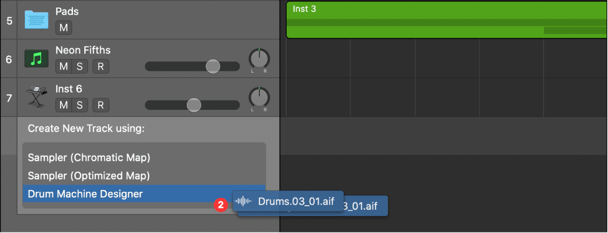 Logic Pro course notes - Create tracks in a project