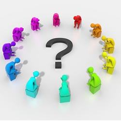Question mark inside a circle of people