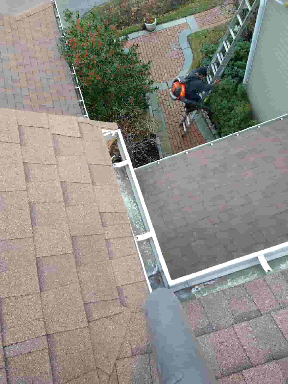 cleaning rain gutters from ground