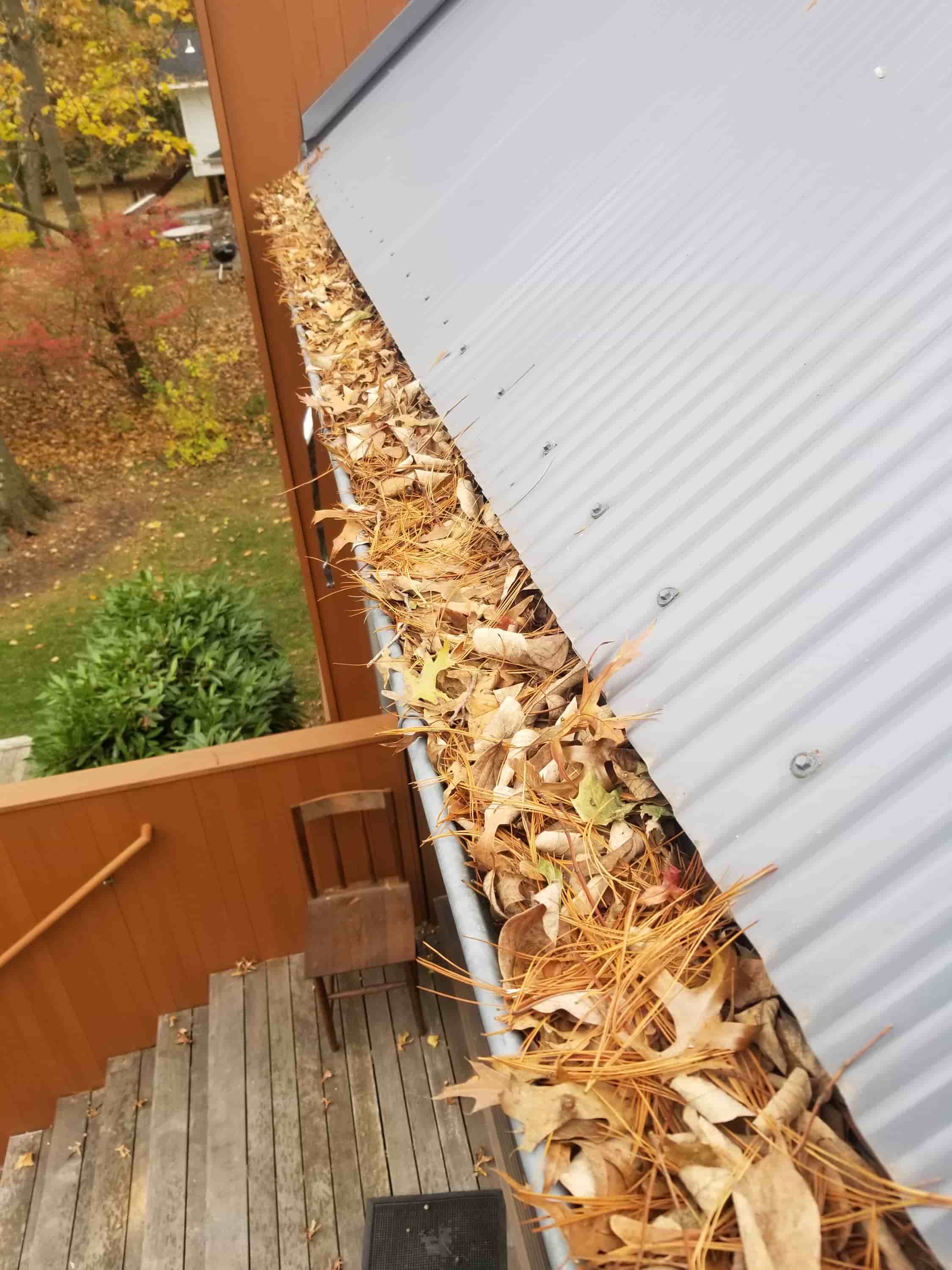 clogged rain gutter downspout