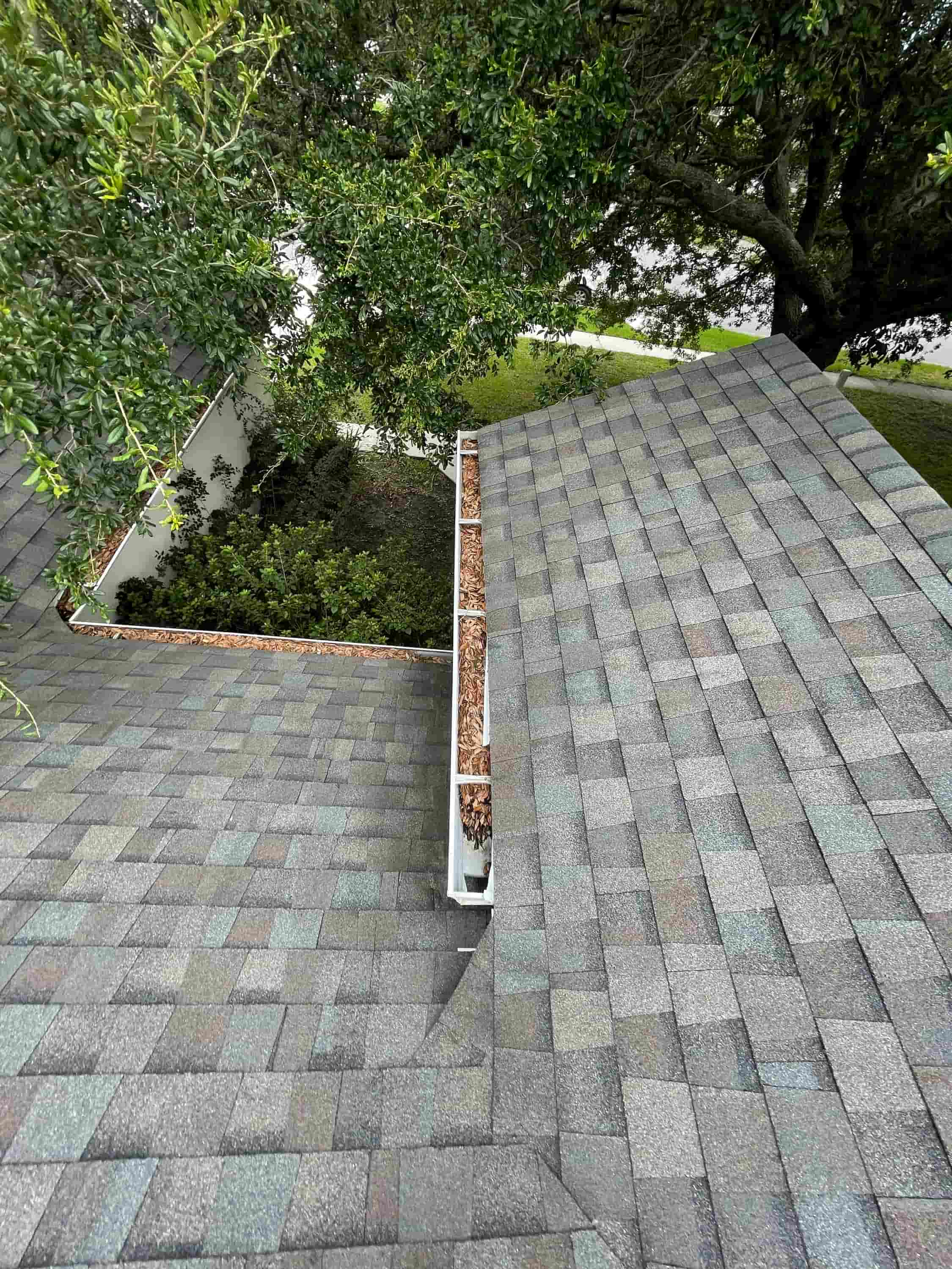 gutter cleaning with leaf blower