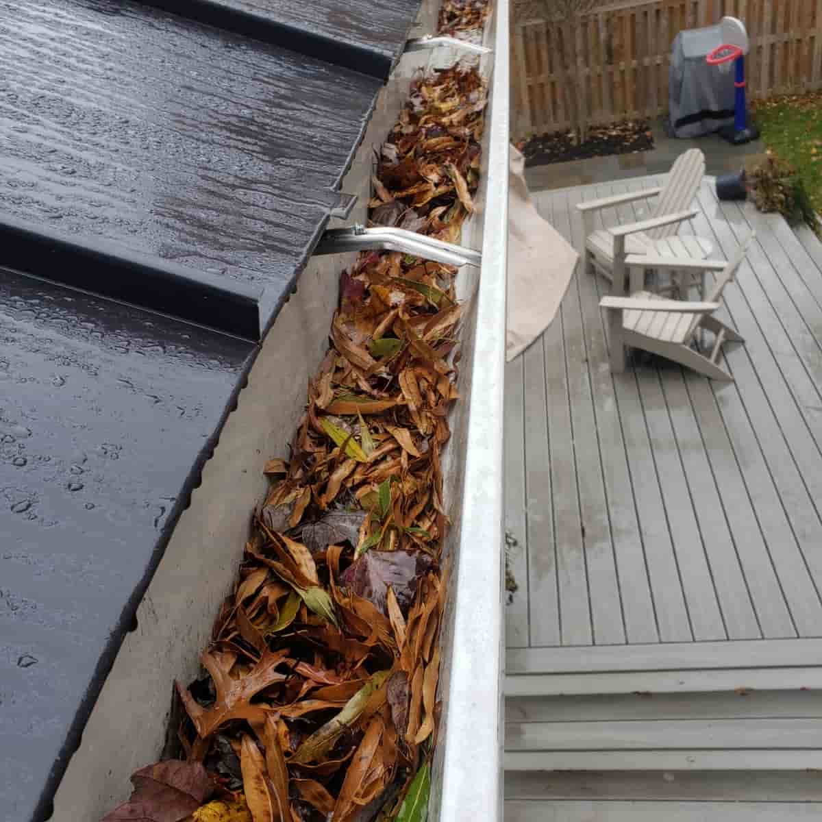 clogged rain gutter downspout