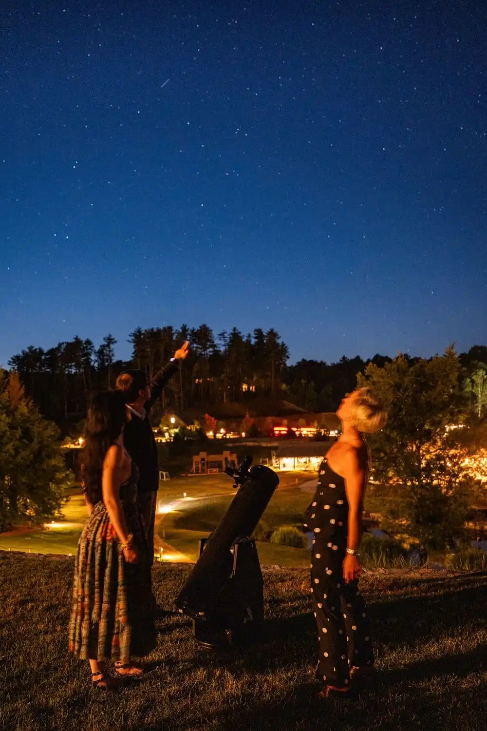 Guests Stargazing with Telescope
