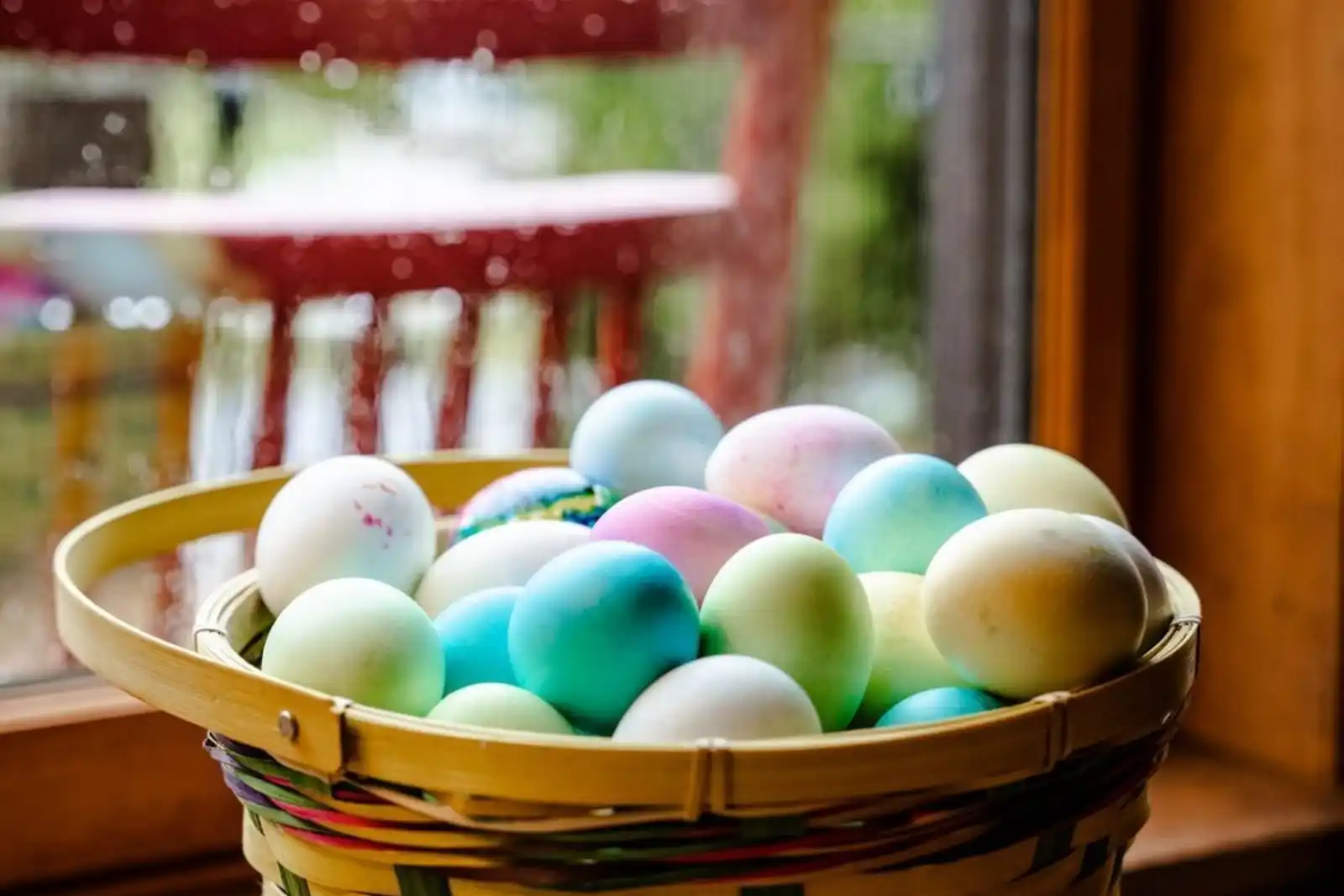 Easter eggs in a basket Easter eggs in a basket
