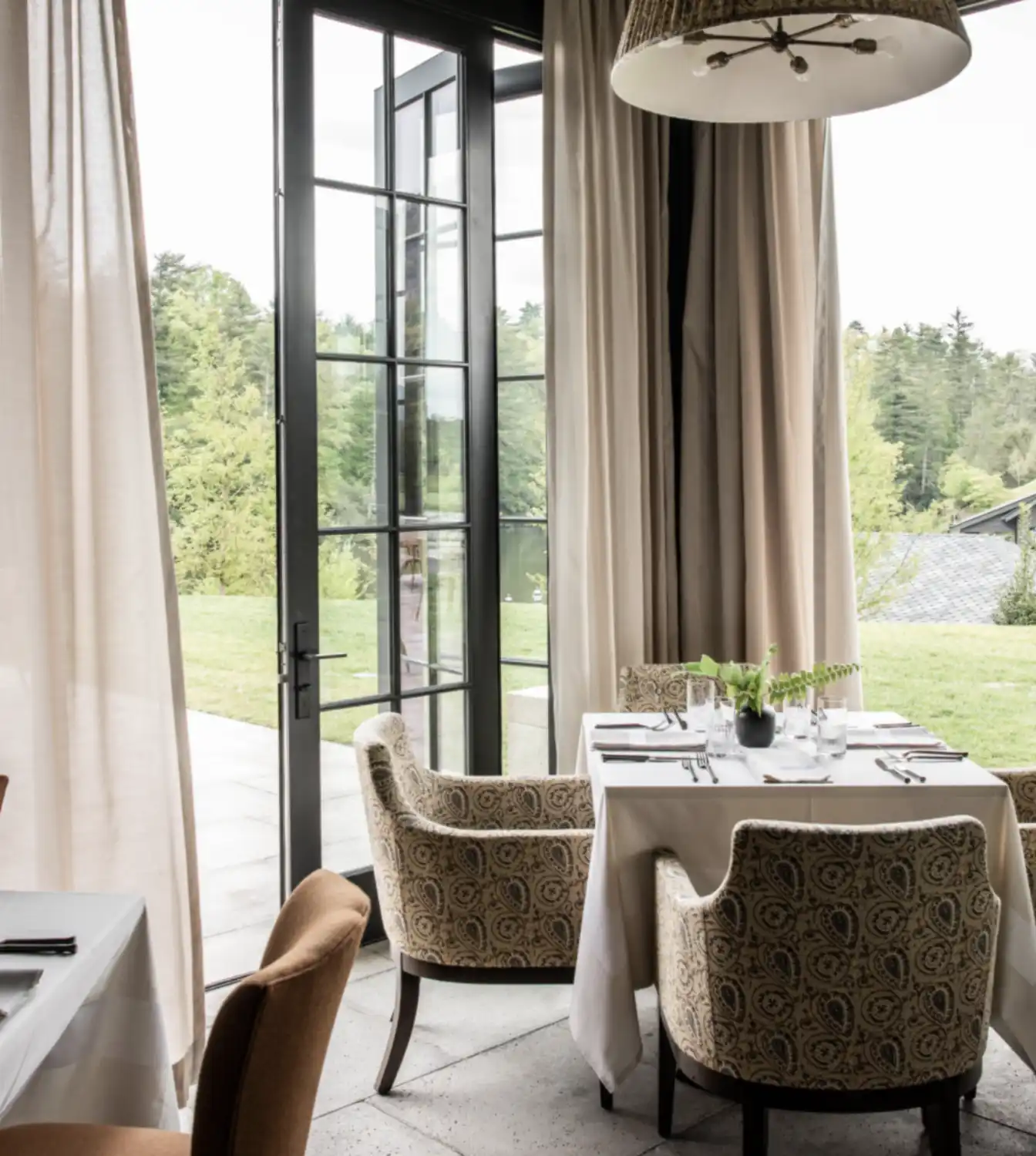 A set table awaiting guests