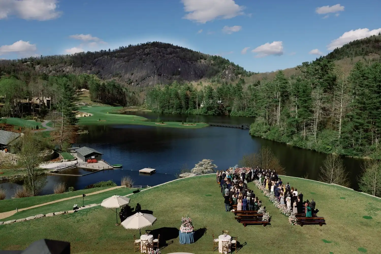 Ariel Photo of Wedding by the Lake
