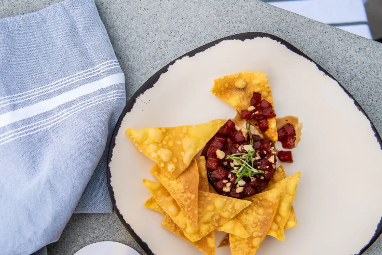 Chips and salsa on a plate