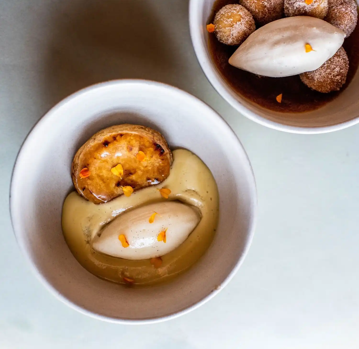 An overview of a gourmet dessert