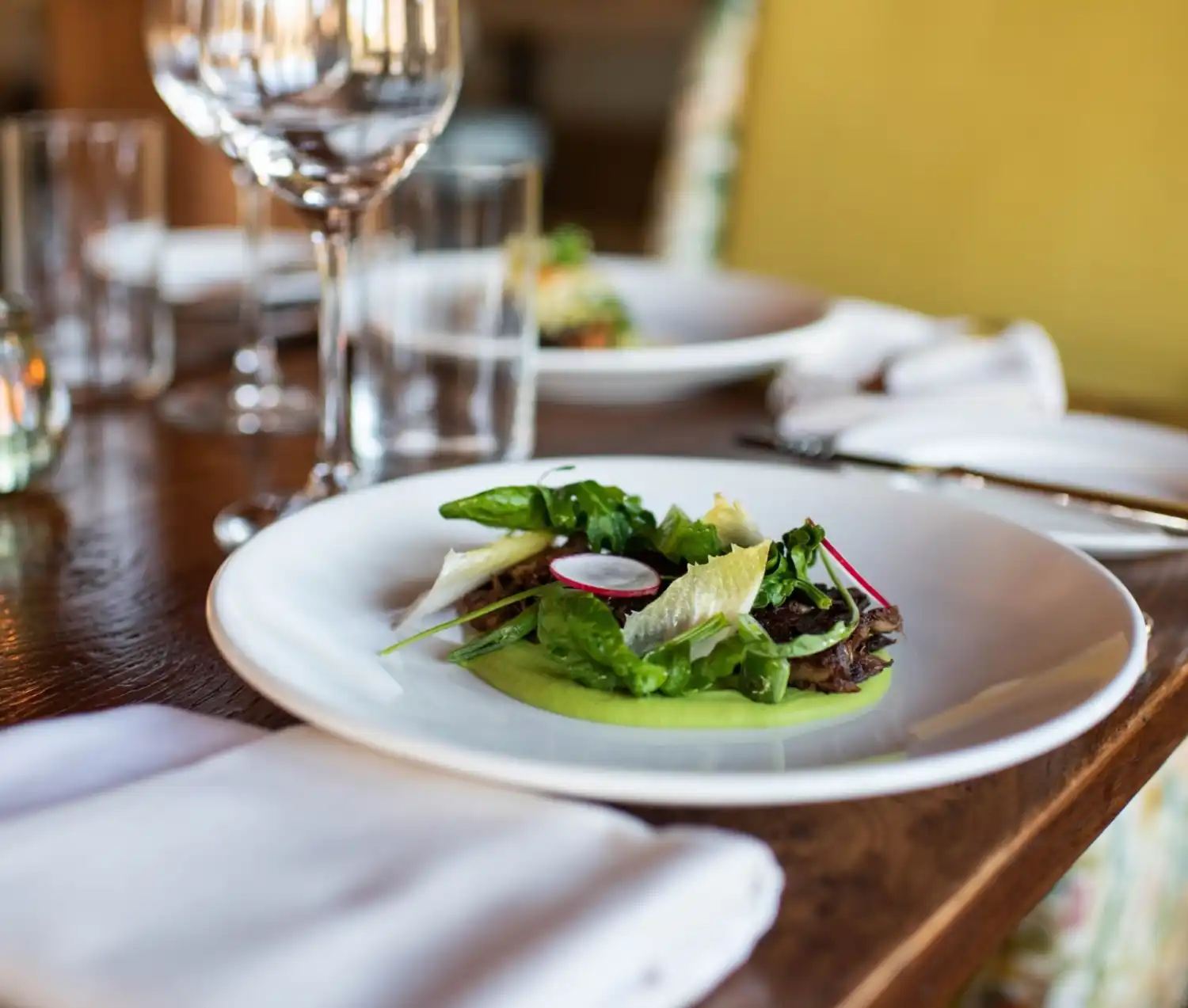 Gourmet greens on a dinner plate