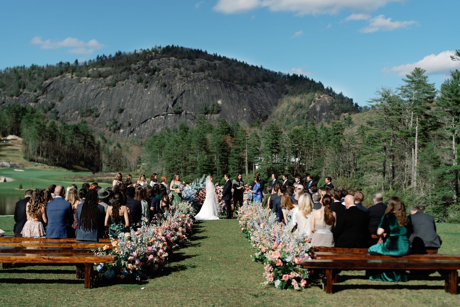 Wedding Reception in front of Rock Mountain