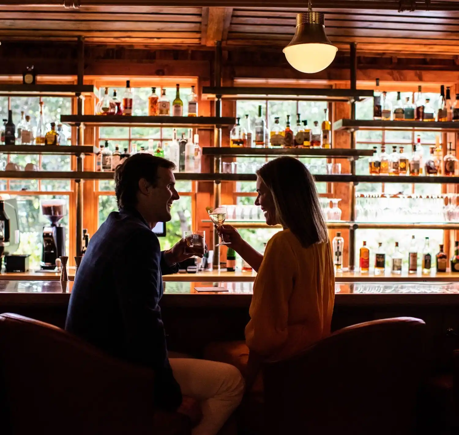 Couple Enjoying Drinks at the Bar