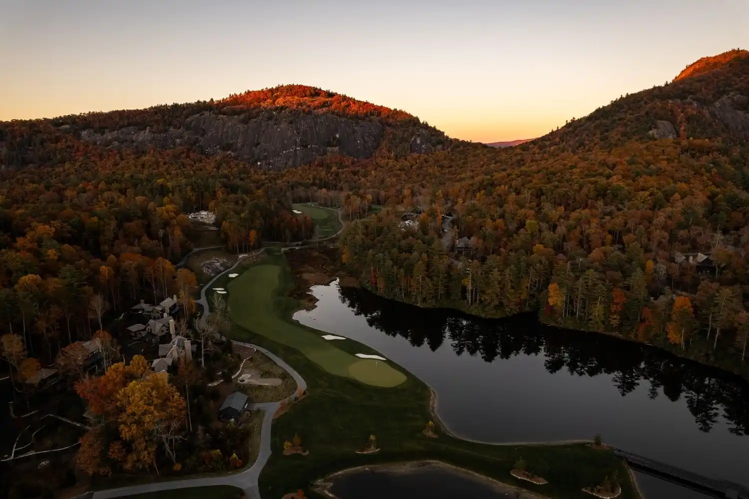 Aerial View of High Hampton in Fall