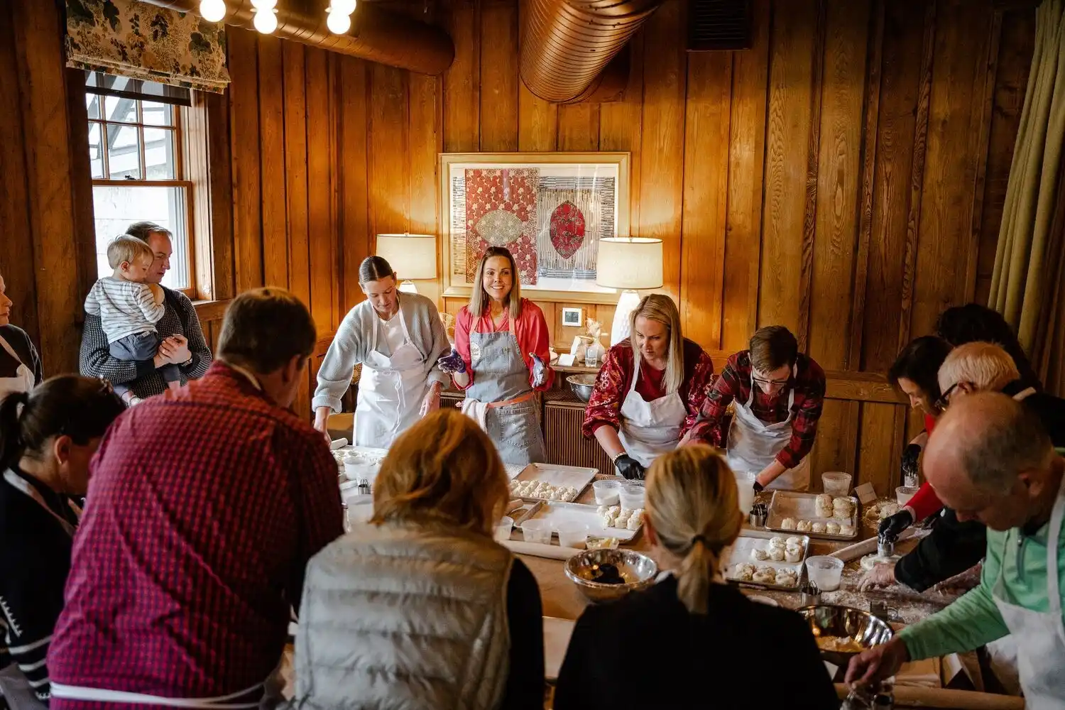 Carrie Morey leading biscuit workshop with guests