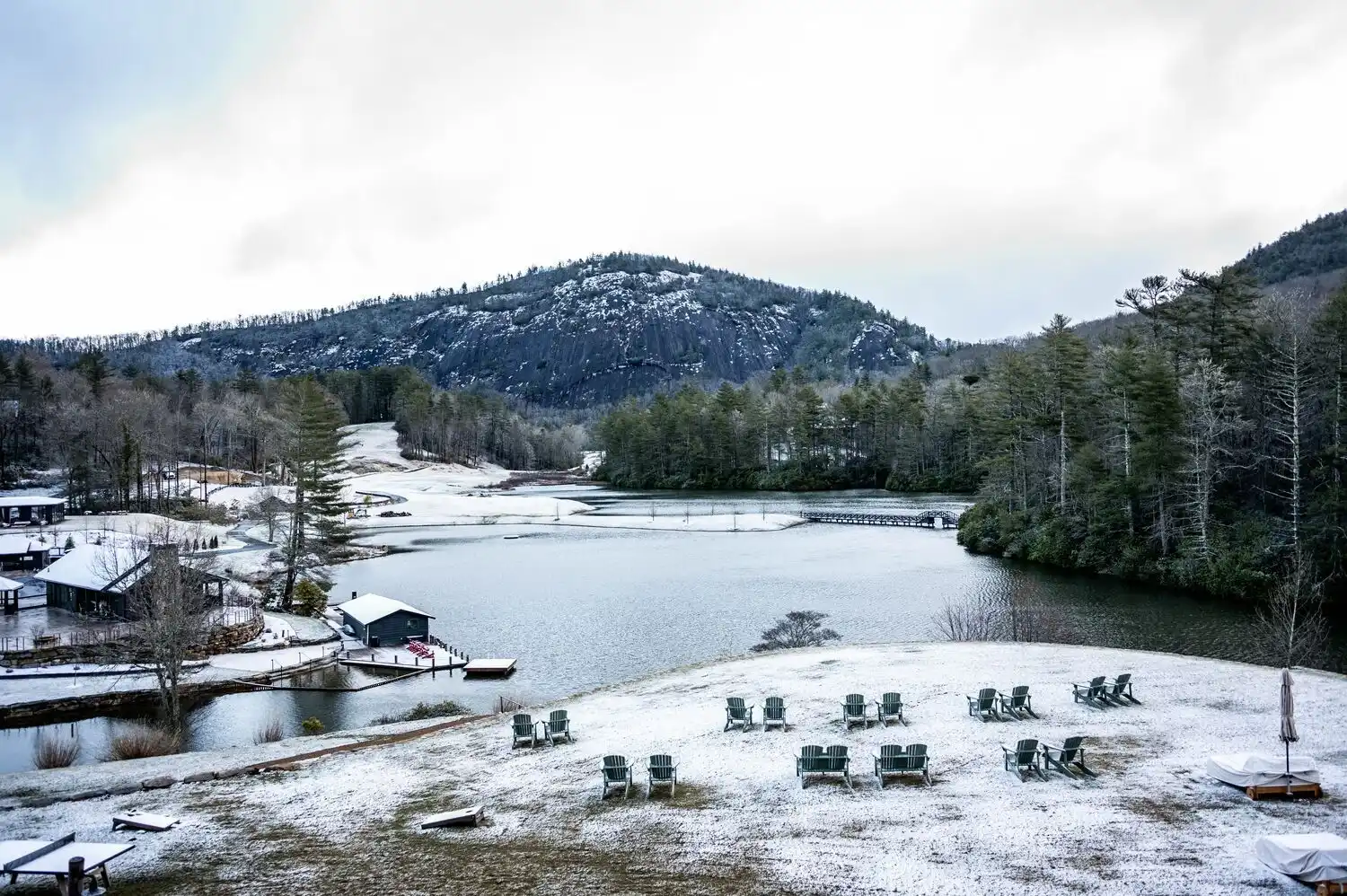 Snow on the Event Lawn in front of Hampton Lake