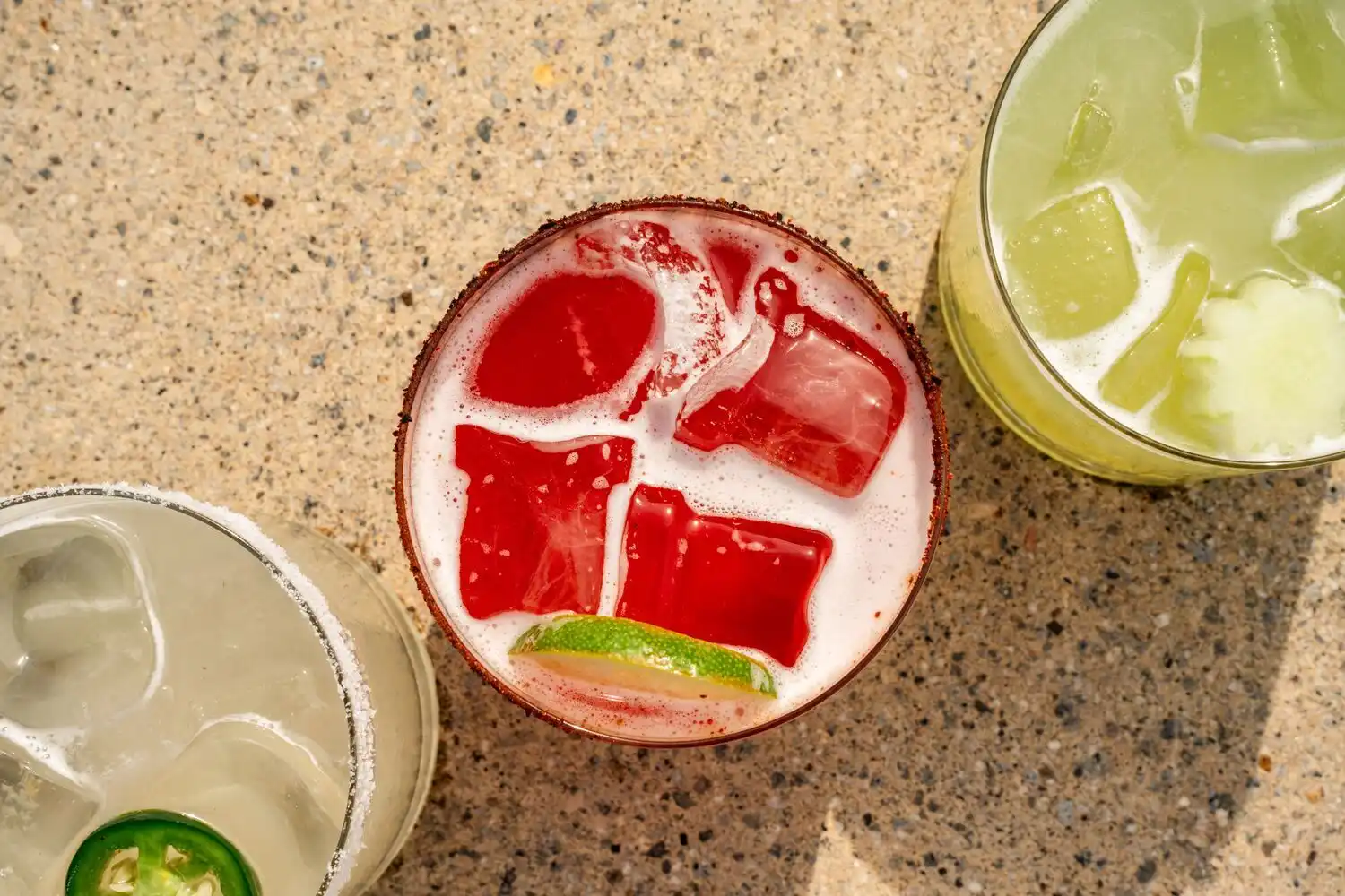Three Summer Cocktails in a Line