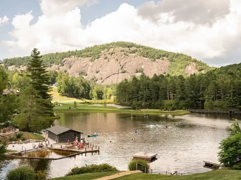 Wide View of Hampton Lake of People Swimming