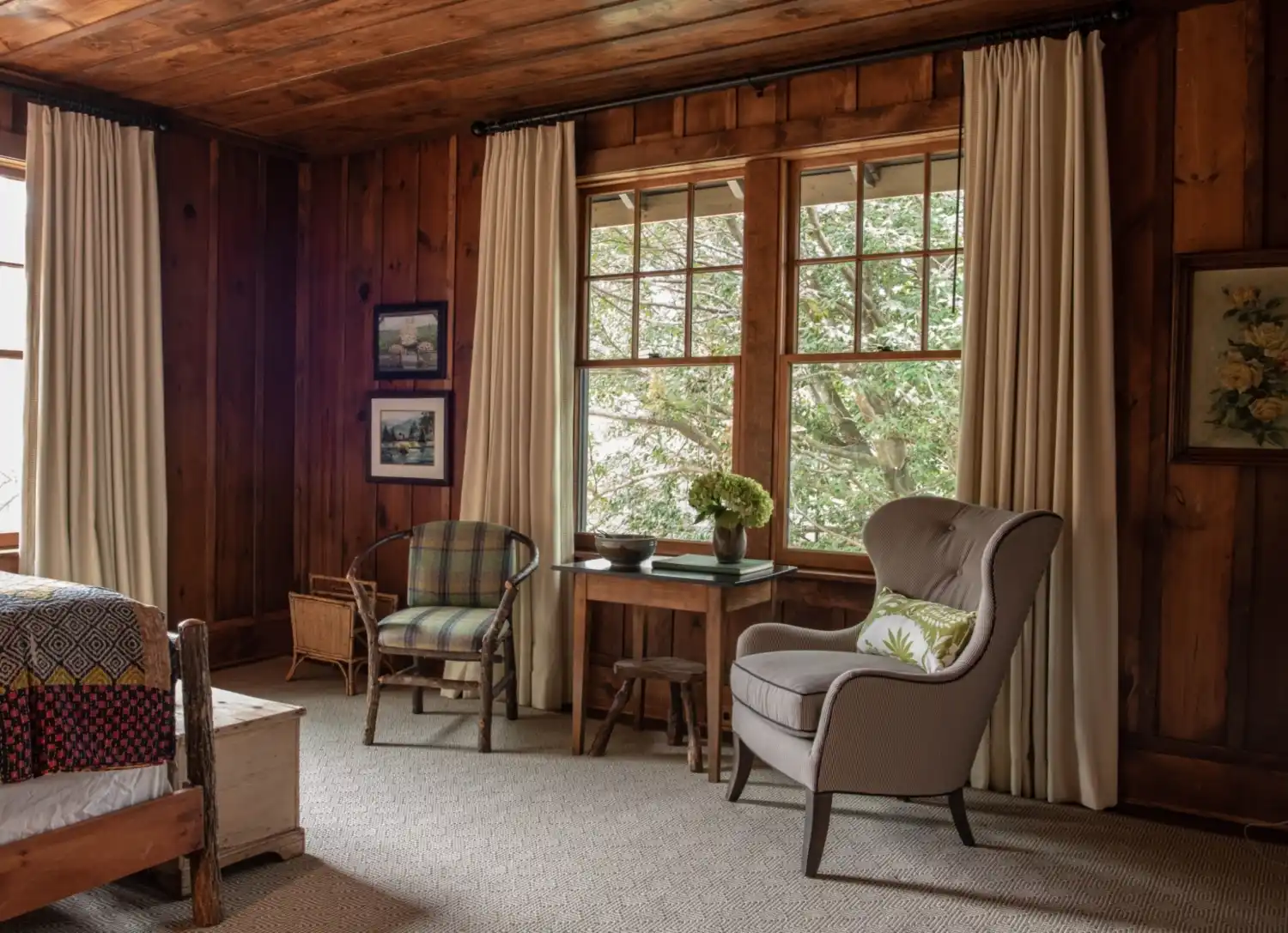 A warmly lit Inn room